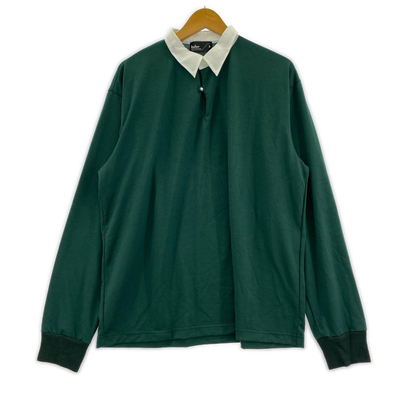kolor 長袖シャツ 25AW ウール天竺LSポロシャツ 2 グリーン