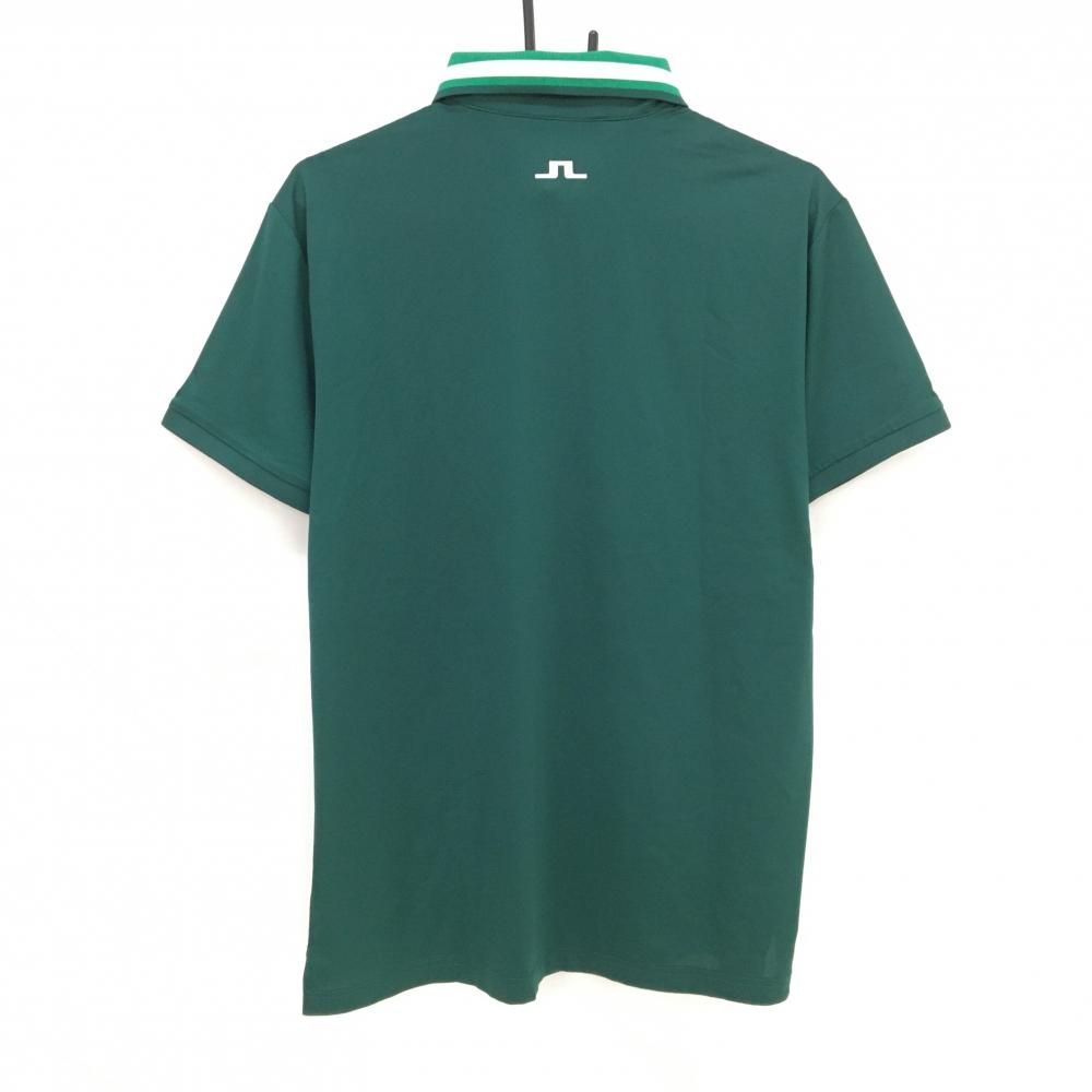 J.LINDEBERG リンドバーグ　ゴルフ　メンズ　半袖シャツ　グリーン　S 超美品】ジェイリンドバーグ 半袖ポロシャツ グリーン×白 襟ボーダー