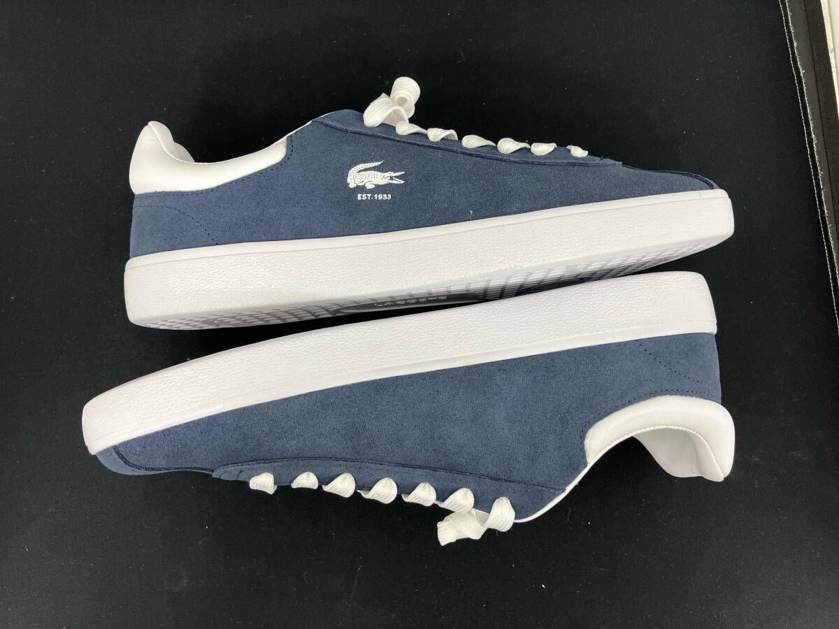 こずのネイビーL LACOSTE ラコステ レザースニーカー ネイビー メンズ BASESHOT 223 1