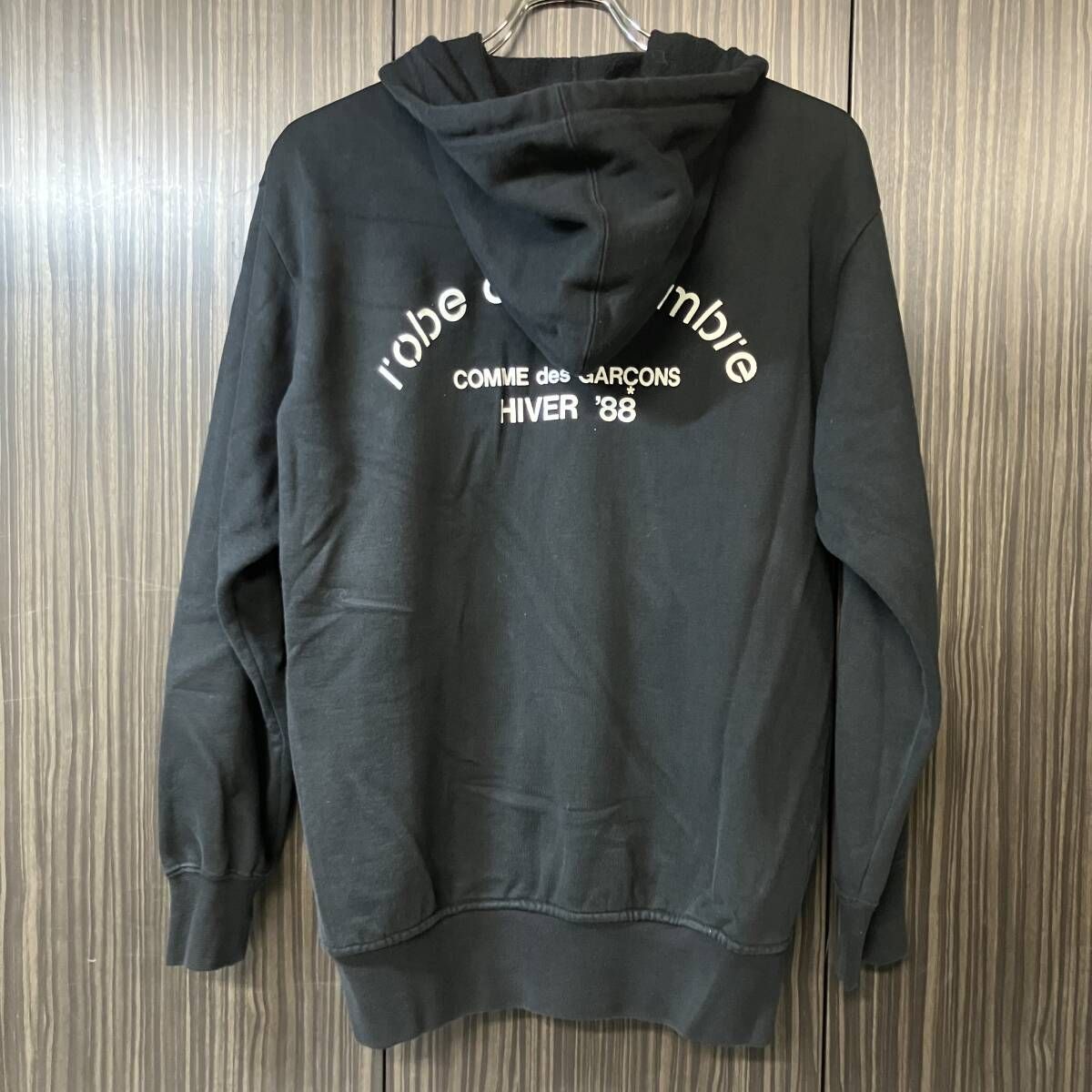 80s Robe de chambre COMME des GARCONS 1988 LOGO ZIP HOODIE パーカー ブラック RT-080060 ローブドシャンブル コムデギャルソン