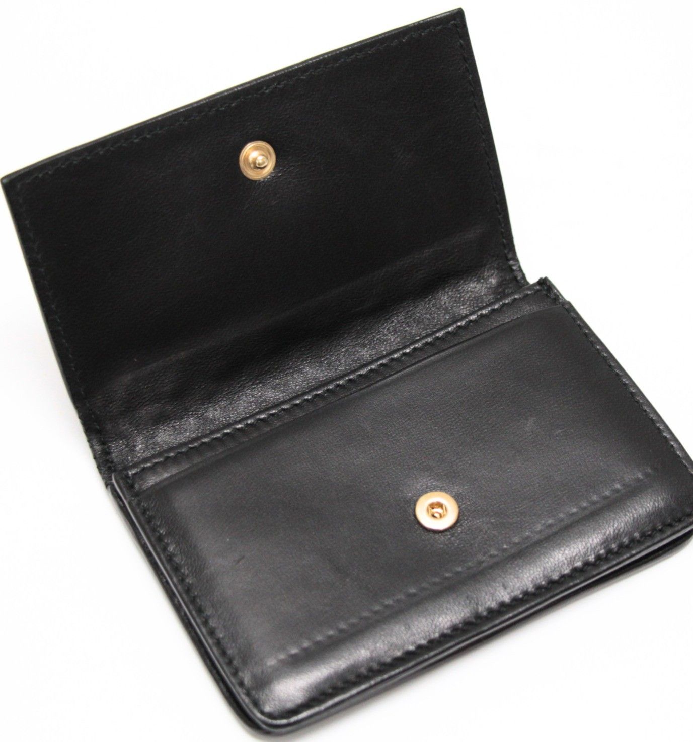 【美品】ボッテガヴェネタ イントレチャートケース/ラム/ゴールド/黒 ボッテガ ヴェネタ BOTTEGA VENETA イントレチャート カードケース
