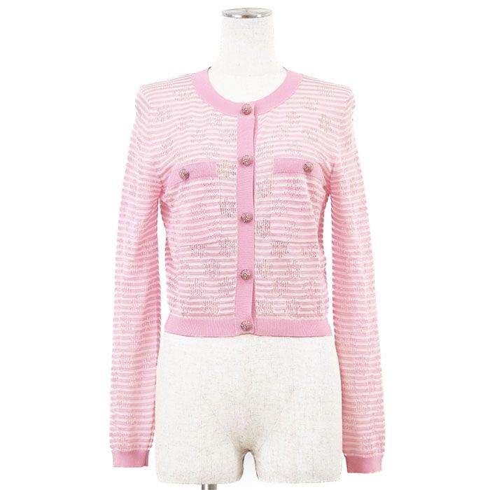 未使用】CHANEL シャネル ニット カーディガン ボーダー サイズ 36