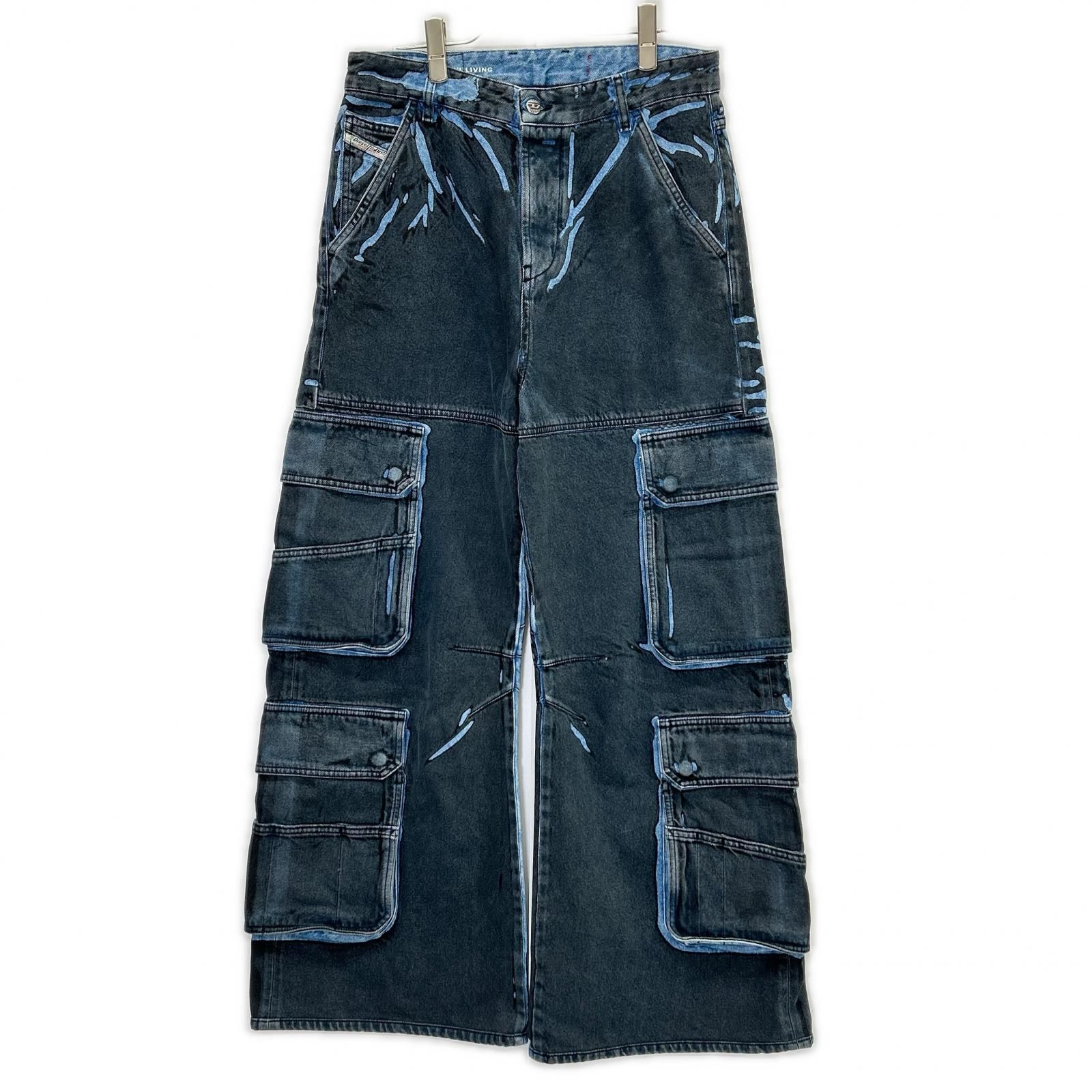 DIESEL D-SIRE カーゴデニムパンツ W26 DIESEL ディーゼル 24SS ブルー D-SIRE-CARGO デニム カーゴパンツ W26