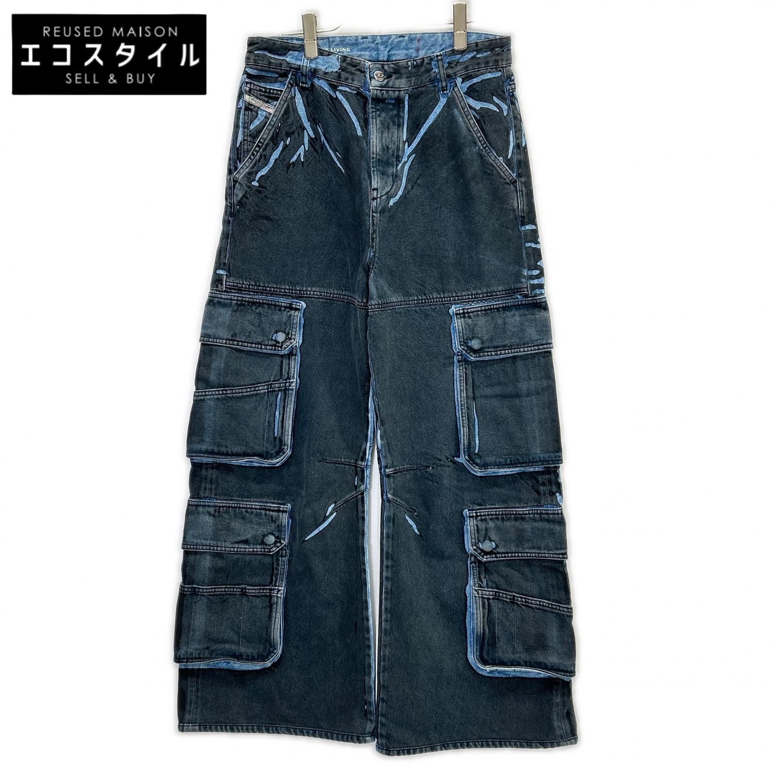 DIESEL ディーゼル 24SS ブルー D-SIRE-CARGO デニム カーゴパンツ W26