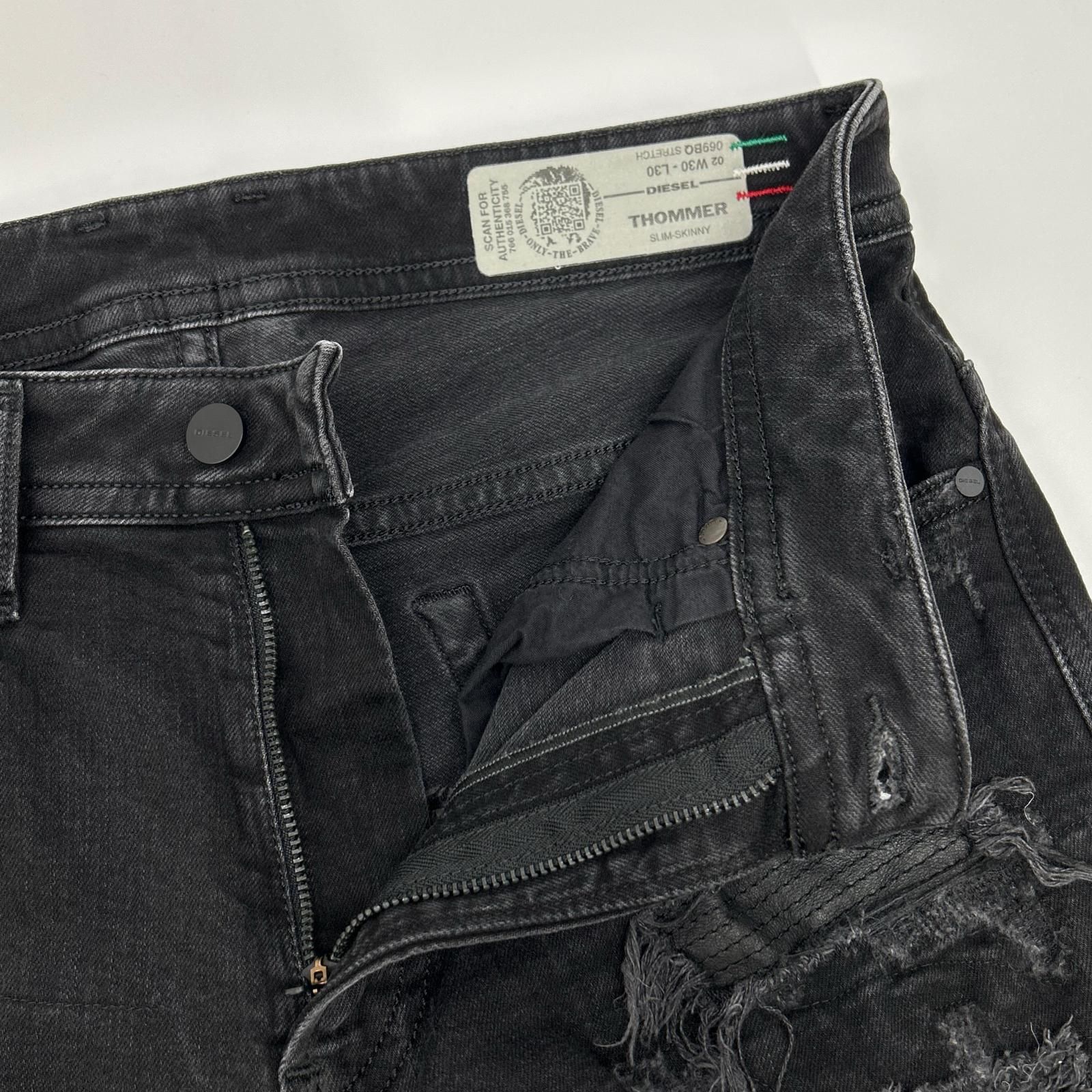 DIESEL ディーゼル ブラックTHOMMER クラッシュ加工 パンツ W30-L30