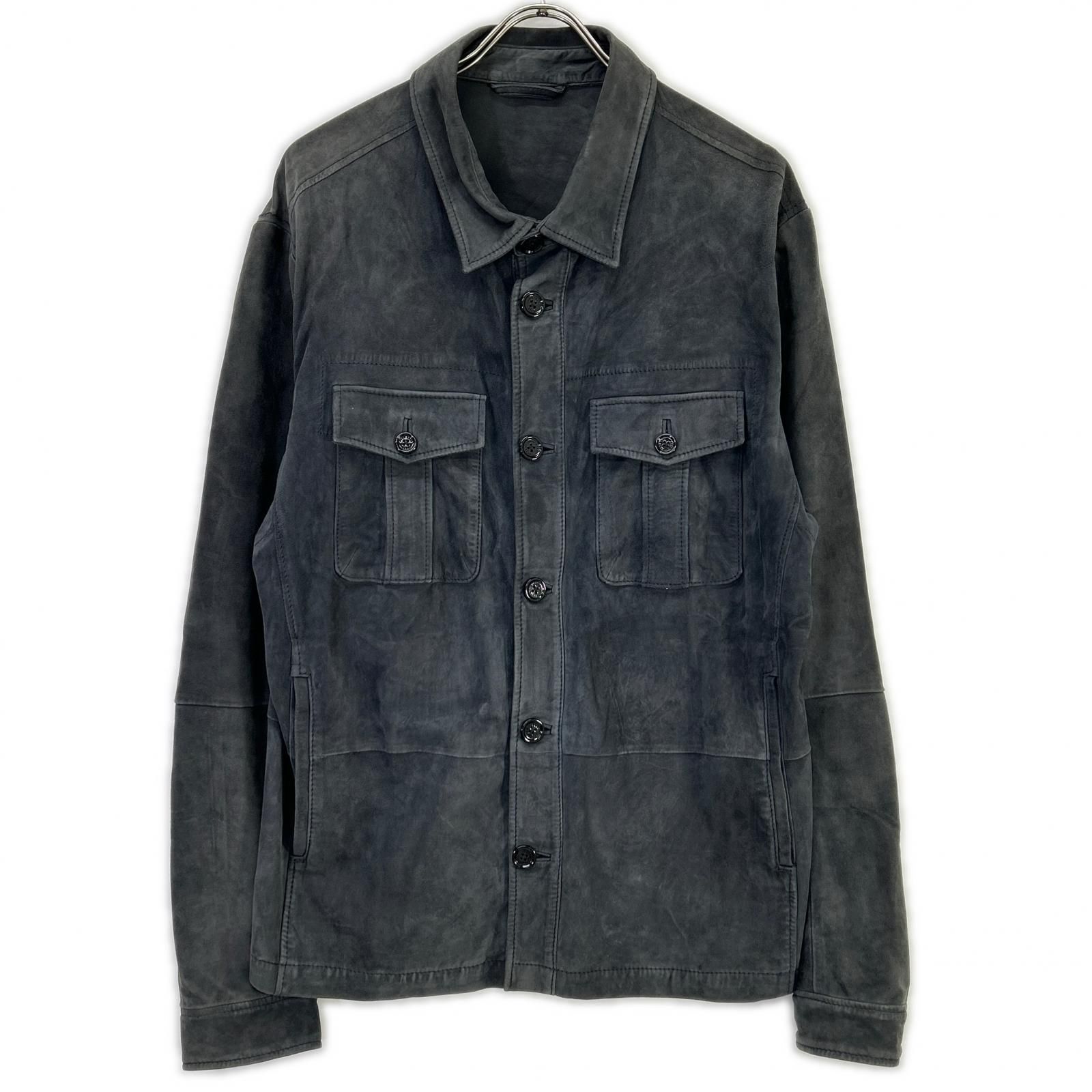 BOSS ボス グレー 羊革 レザーシャツジャケット 10187354 54 BOSS ボス グレー 羊革 レザーシャツジャケット 10187354 54 - メルカリ
