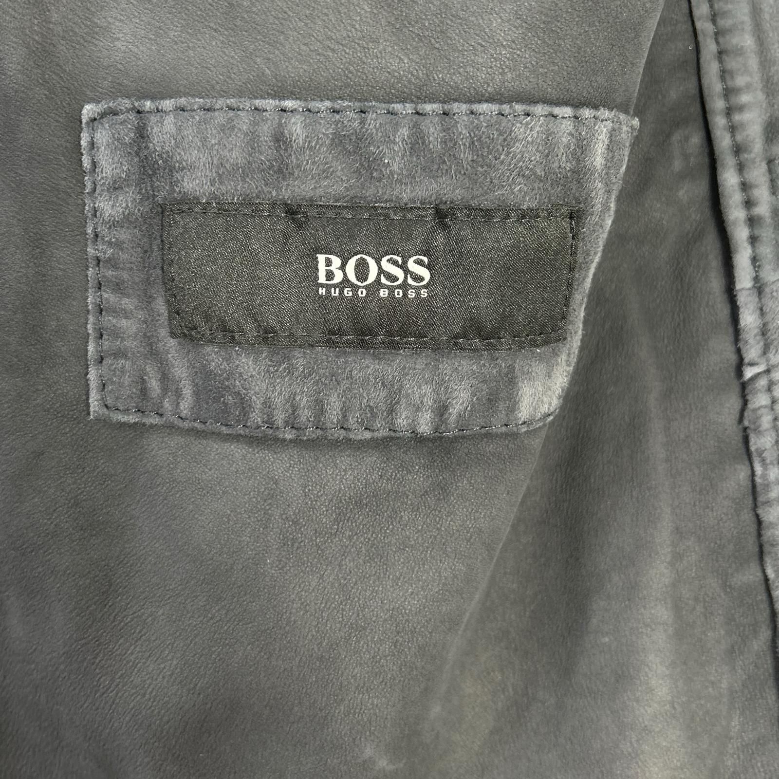 BOSS ボス グレー 羊革 レザーシャツジャケット 10187354 54 - メルカリ
