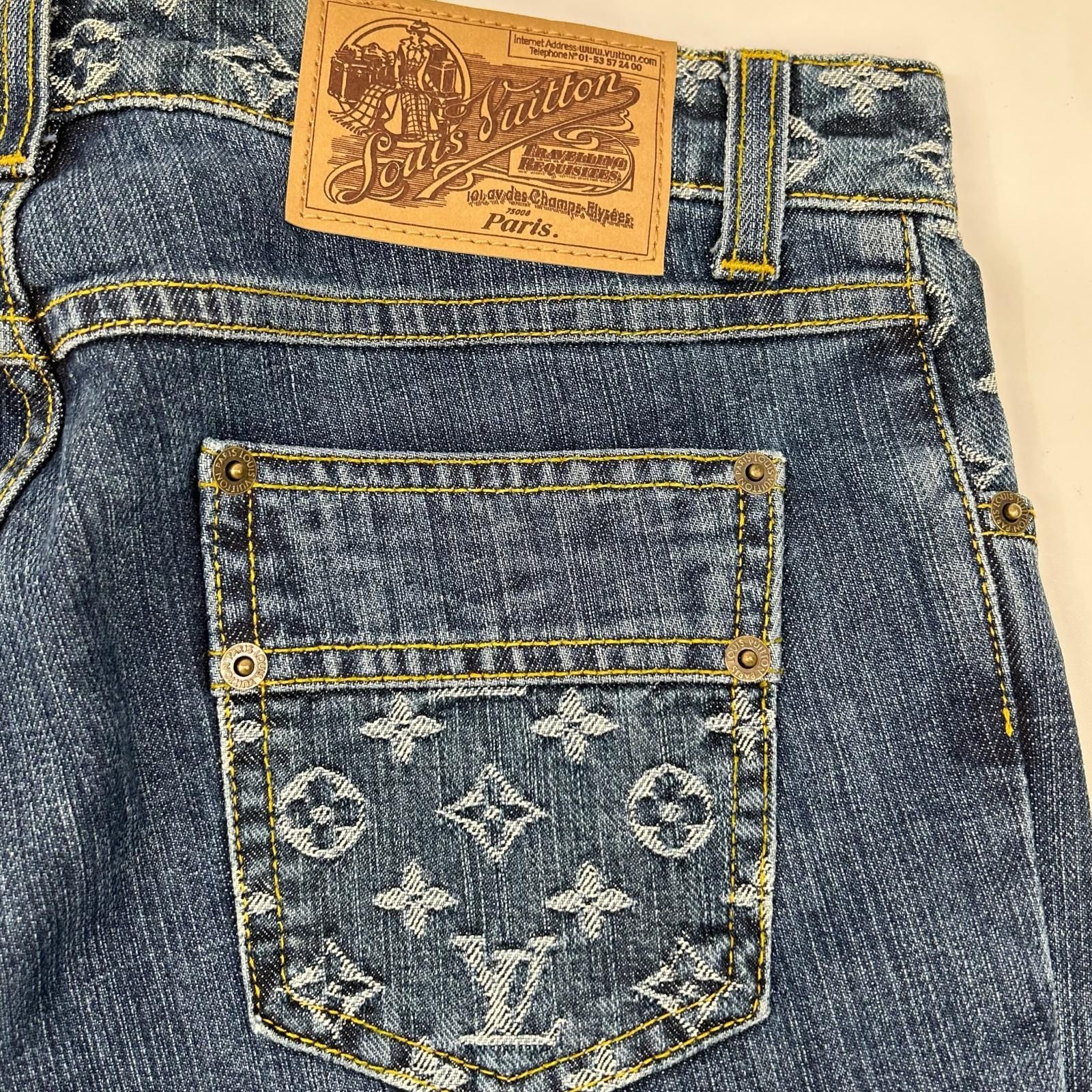 LOUIS VUITTON ルイヴィトン ブルー モノグラム デニムパンツ 36