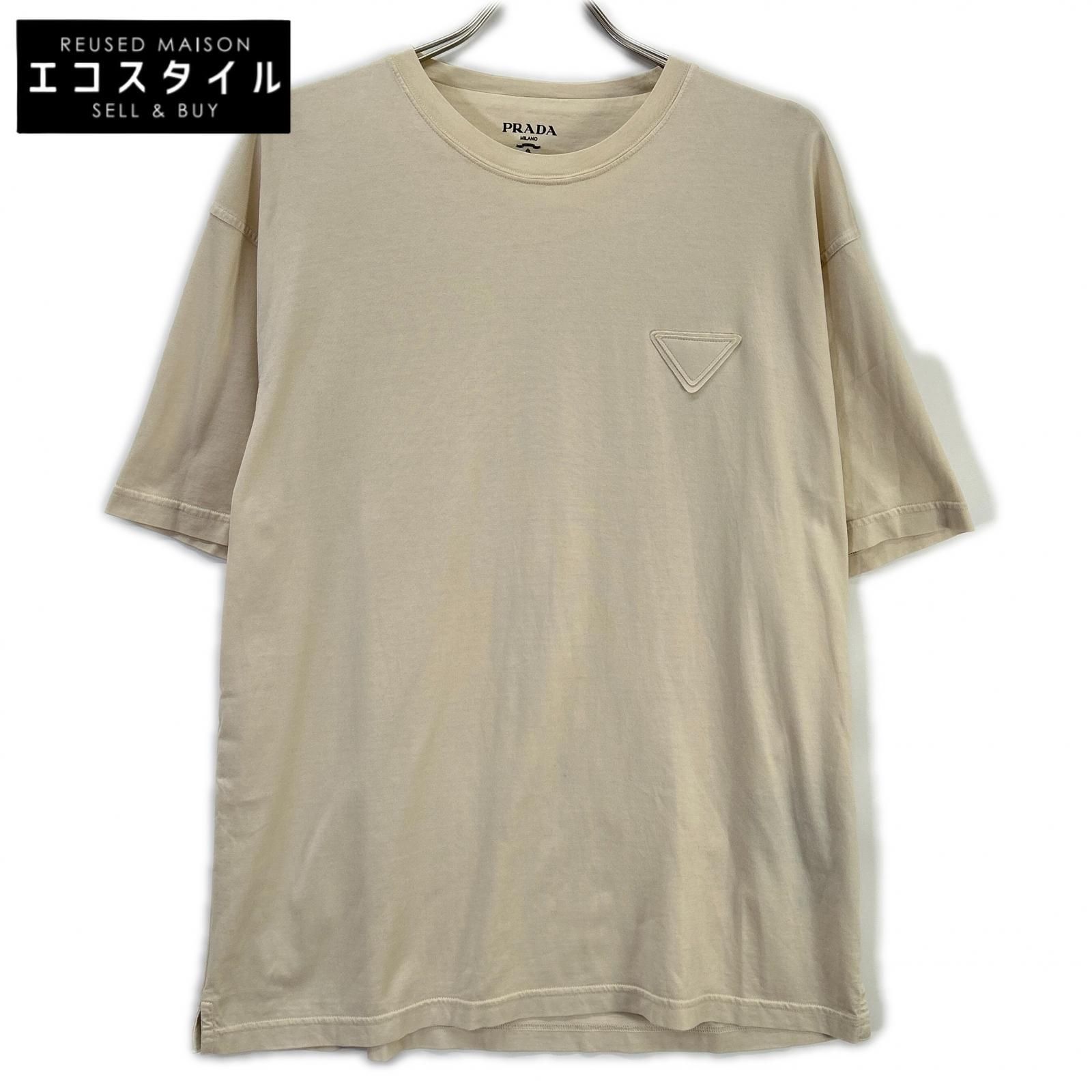 PRADA　プラダ　23SS UJN852 ベージュ系 トライアングルロゴ Tシャツ　L 35,679円