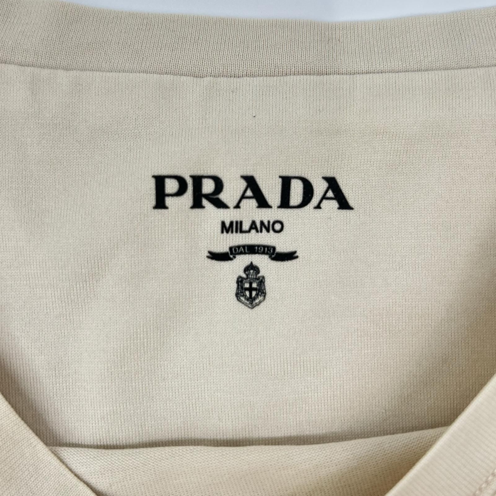 ベージュ系 23SS UJN852 PRADA プラダ トライアングルロゴ Tシャツ L