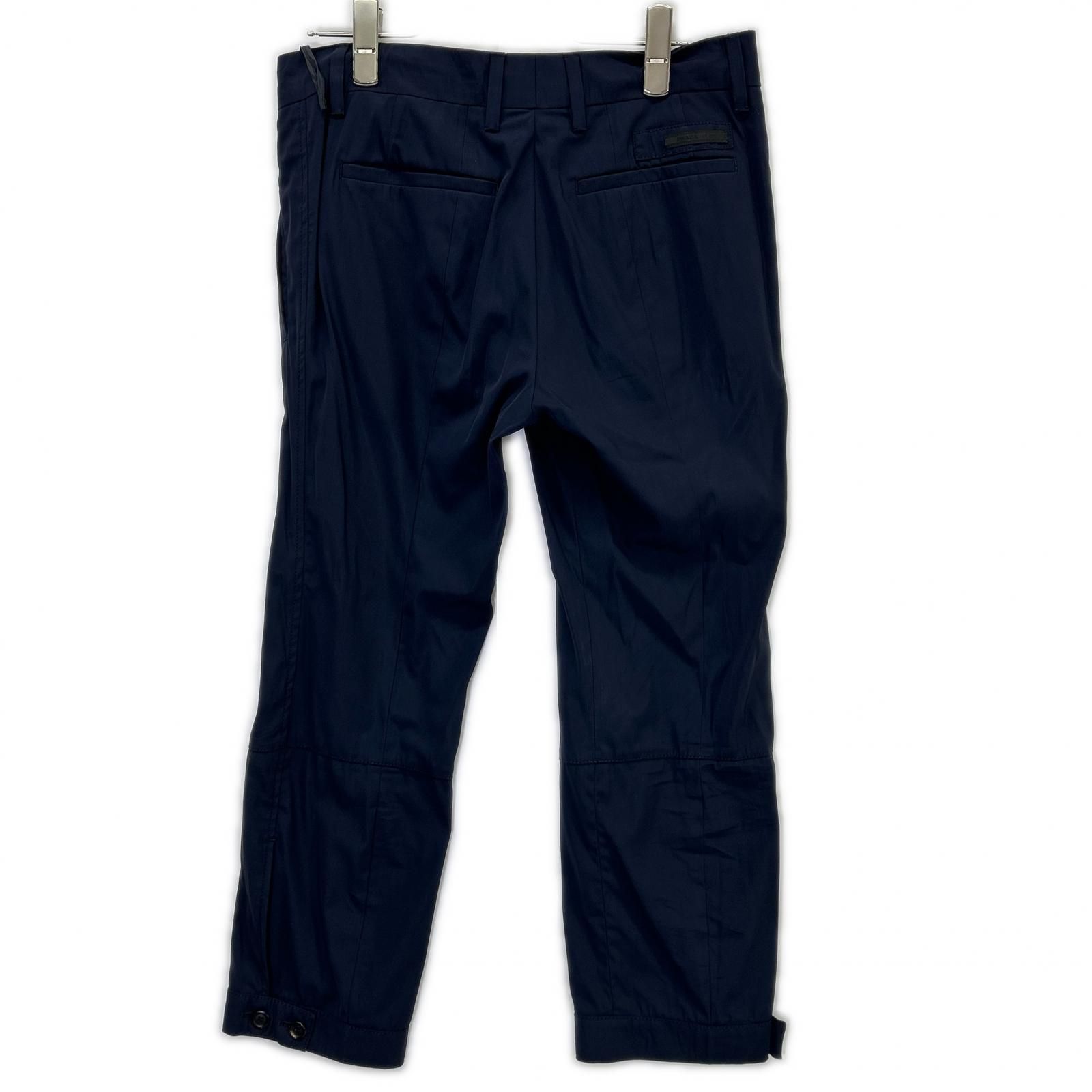 PRADA プラダ P2583 ネイビー 1タック クロップドナイロンパンツ 38S 