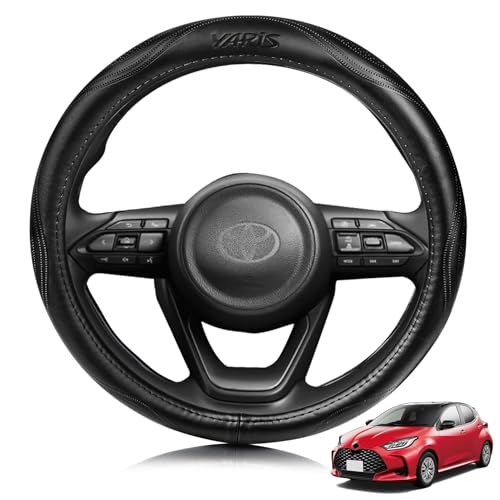 トヨタ に適用 ヤリス YARIS ヤリスクロス Yaris Cross 対応 ハンドルカバー 高級本革 ステアリングカバー おしゃれなデザイン 透湿性あり 耐摩耗性 防水仕様 汚れ防止 滑り止め 通気性優れ３Ｄグリップ 専車ロゴ オールシーズン対応 耐老as