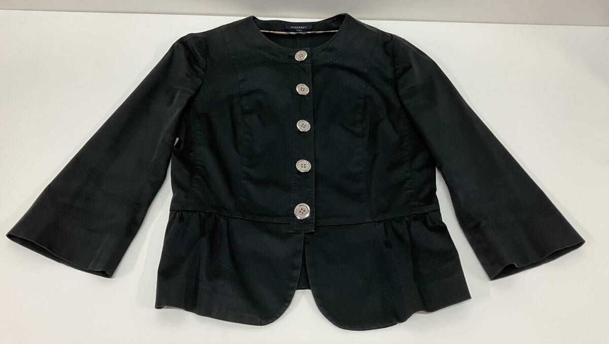 BURBERRYLONDON ペプラムジャケット ノーカラー 42 ノバチエック BURBERRY London バーバリー ロンドン FCD30-466-09 ノーカラー