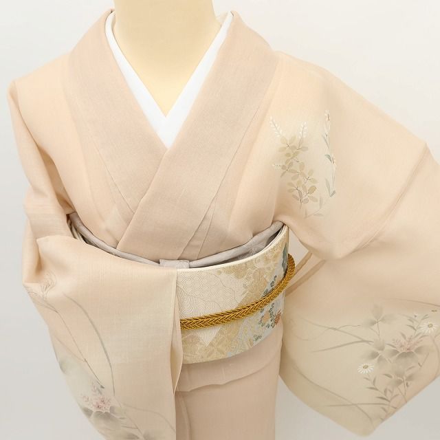 百華❀Y5151◇美品 夏着物 紗紬 正絹 手縫い仕立て 希少トールサイズ