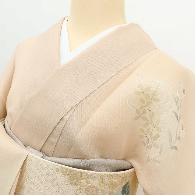 百華❀Y5151◇美品 夏着物 紗紬 正絹 手縫い仕立て 希少トールサイズ