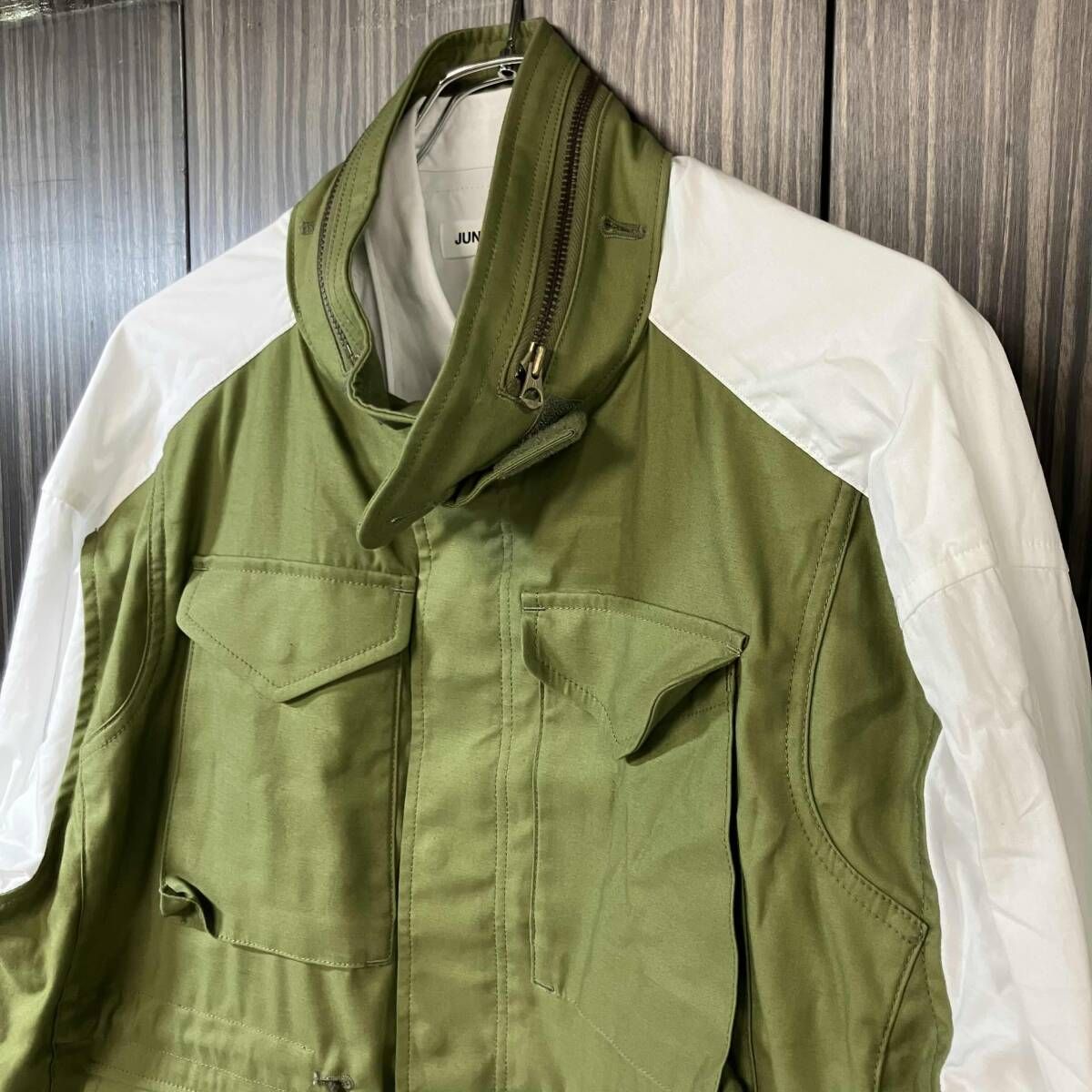 25ss JUNYA WATANABE 長袖ワンピース ミリタリージャケットドッキング 