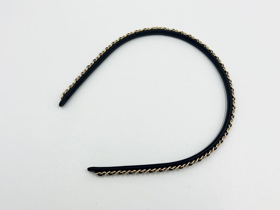 CHANEL シャネル カチューシャ ヘアアクセサリー ヘアバンド ブラック ゴールド金具 26P 超美品