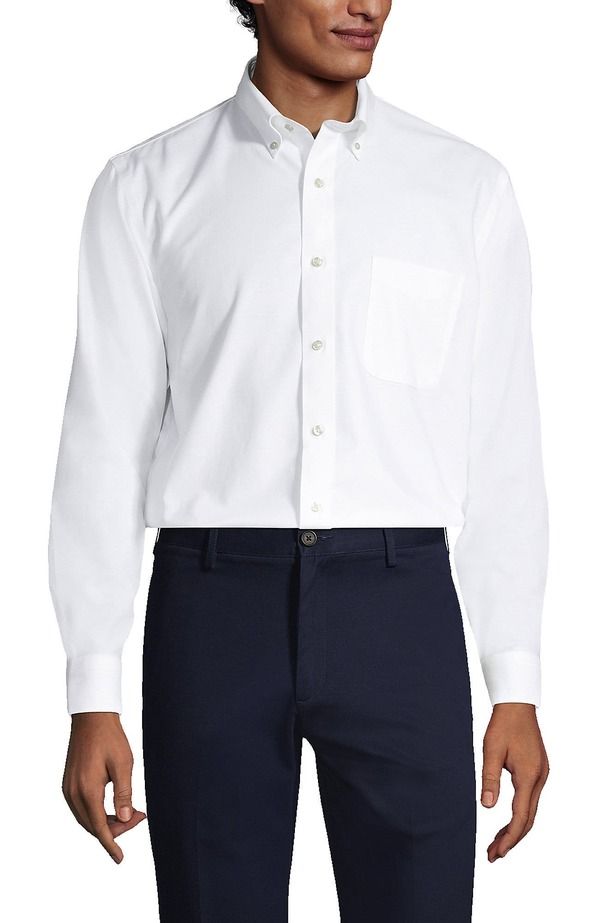 ランズエンド メンズ トップス シャツ オックスフォード トール Lands End Big and Tall No Iron Supima Oxfordresshirt White ホワイト