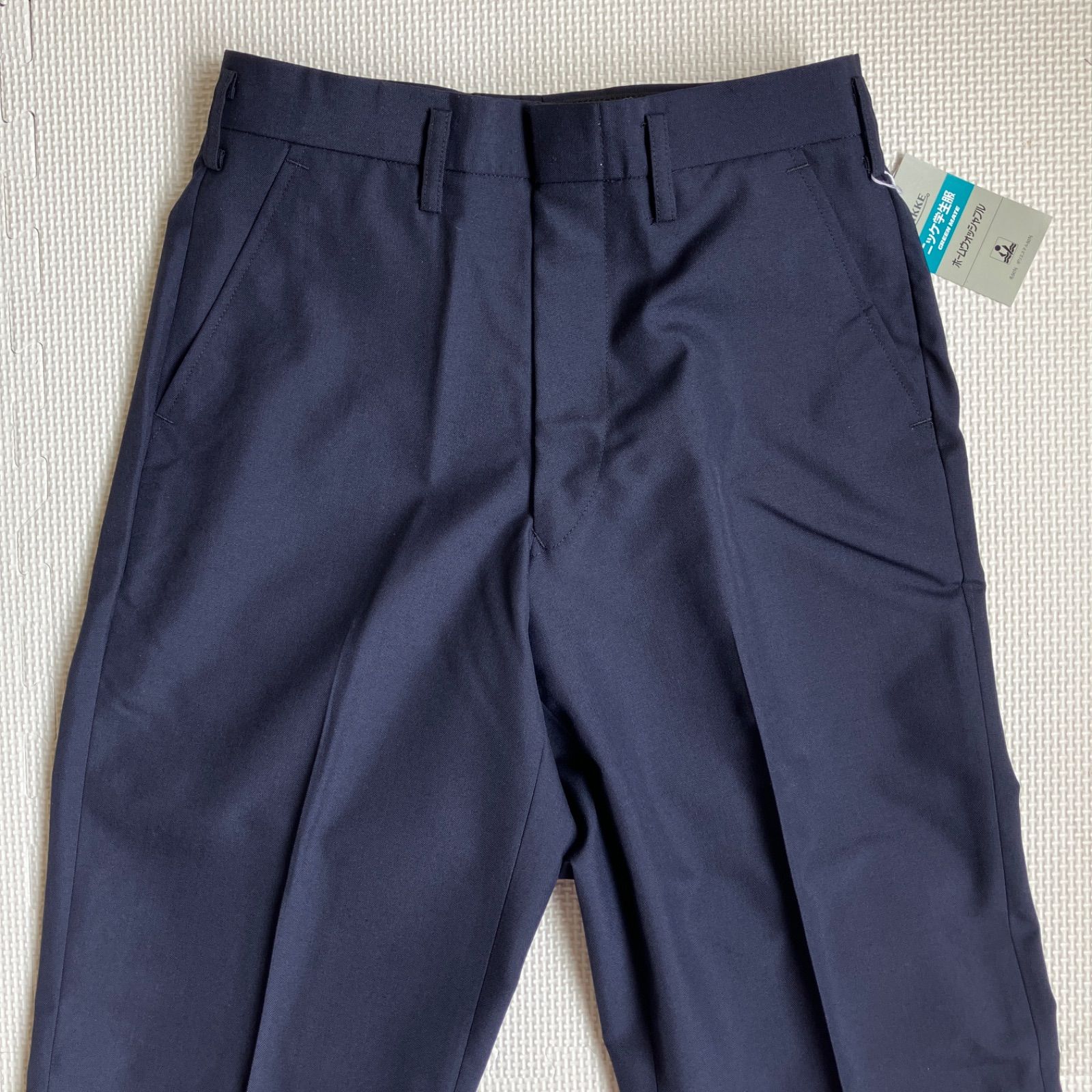 夏用 学生ズボン 男子スラックス W67 紺 ノータック 股下フリー 新品未