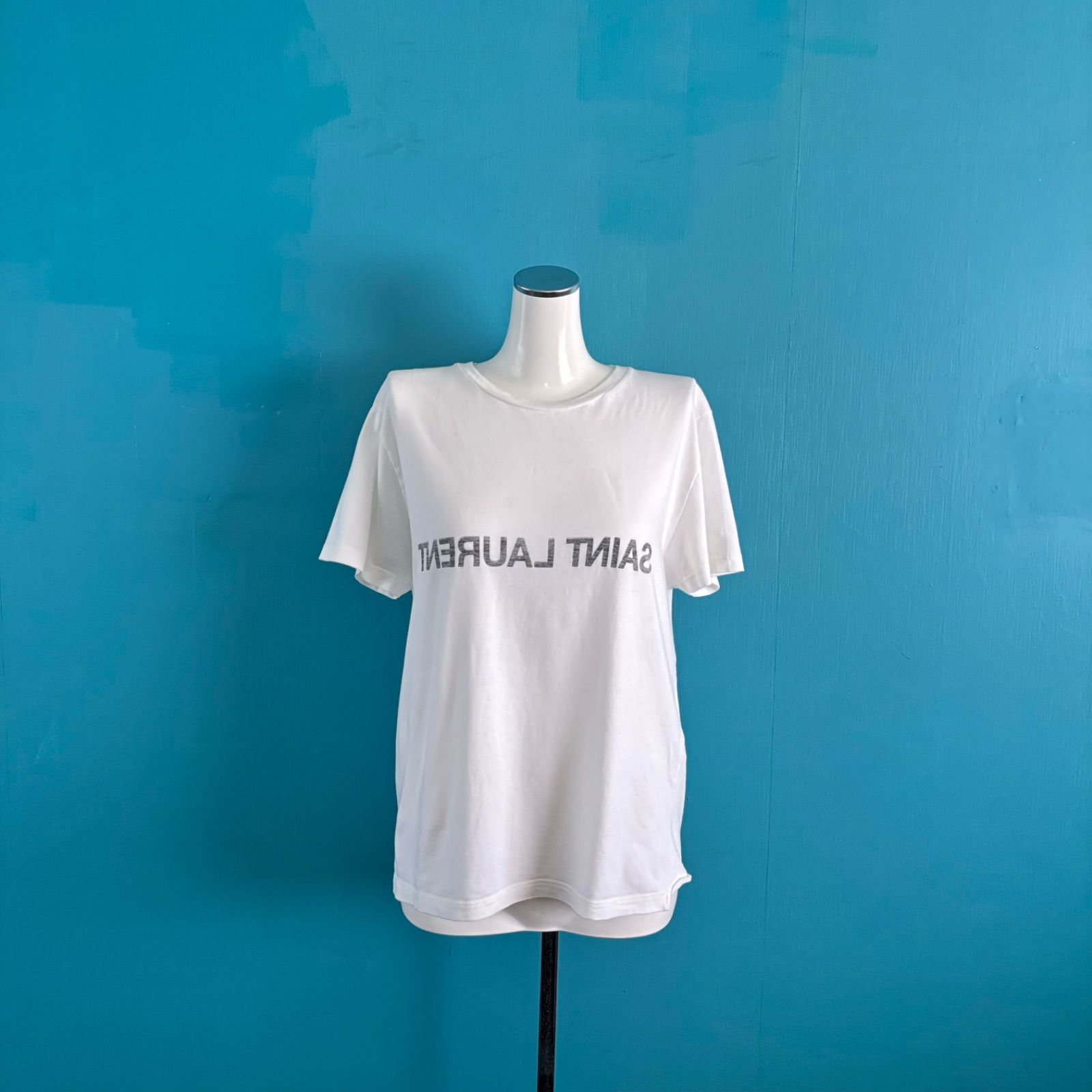 1176 SAINT LAURENT サンローランパリ 反転ロゴ Tシャツ 白 Sサイズ