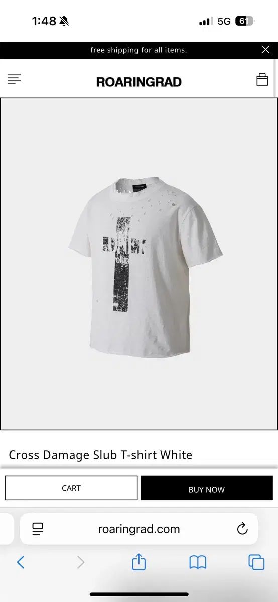 ロア クロス ダメージ Tシャツ L