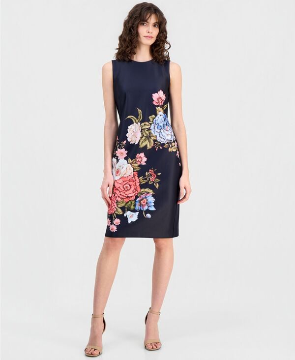 アンクライン レディース トップス ワンピース フラワー柄 プリント ノースリーブ フラワー Anne Klein Womens Floral Print Sleevelessheath Dress