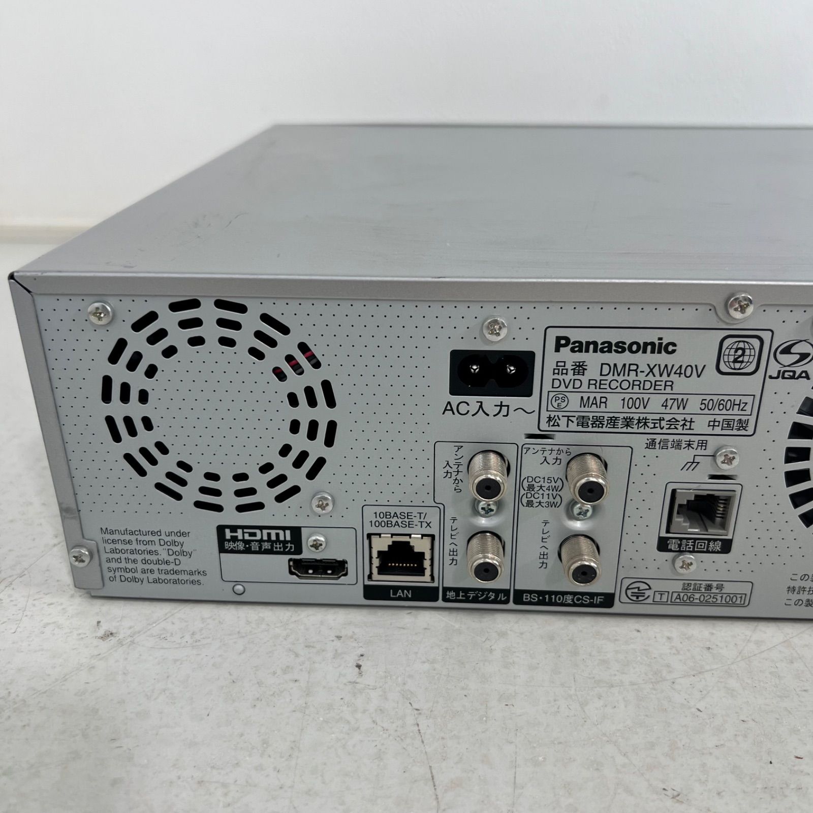 DVD動作確認済】Panasonic DVD/VHSレコーダー DIGA DMR-XW40V