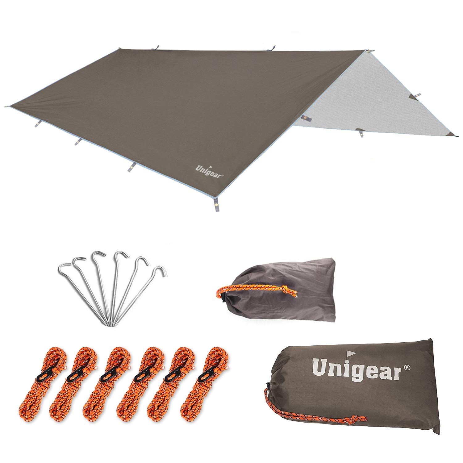 Unigear 防水タープ キャンプ タープ テント 軽量 日除け 高耐水加工 紫外線カット 遮熱 サンシェルター ポータブル 天幕 シェード アウトドア 収納ケース付 2-6人用 4サイズ XL（300*400）Ju