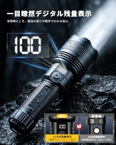 懐中電灯 強力 【2026新モデル?超高輝度】軍用 最強 フラッシュライト