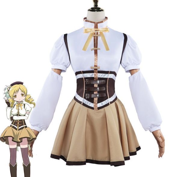 【新品・未使用】魔法少女まどか☆マギカ 巴マミ コスプレ衣装 フルセット アニメ風コスチューム 舞台衣装 仮装 イベント用 ハロウィン クリスマス 学園祭対応