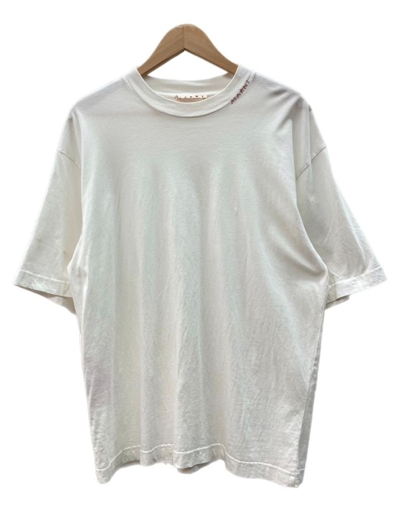 マルニ MARNI 24SS Crewneck Logo S/S T-Shirt クルーネック ロゴ 半袖 Tシャツ ハンドステッチロゴ 白 HUMU0223X3 UTCZ68 サイズ44 Tシャツ 刺繍 ホワイト 104MT-3353