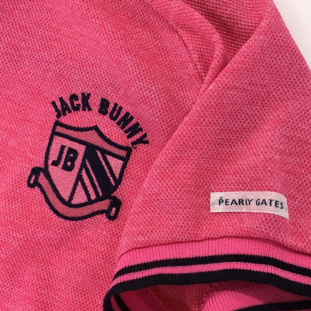 美品】ジャックバニー 半袖ポロシャツ ピンク系×ネイビー 胸ロゴ