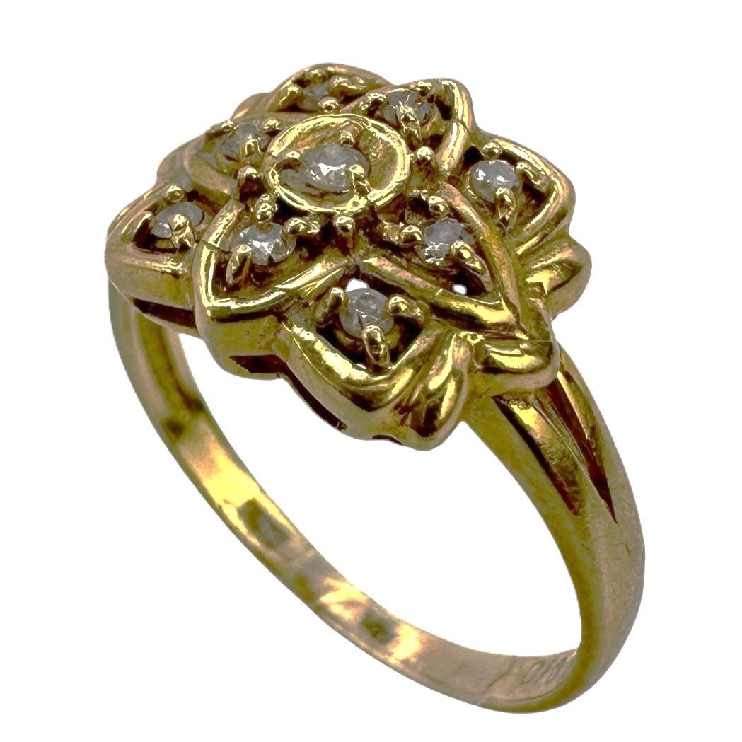 K18リング D0.10ct 2.4g 8.5号 レディース アクセサリー ダイヤモンド ジュエリー 指輪【中古】 USED-B【9356】
