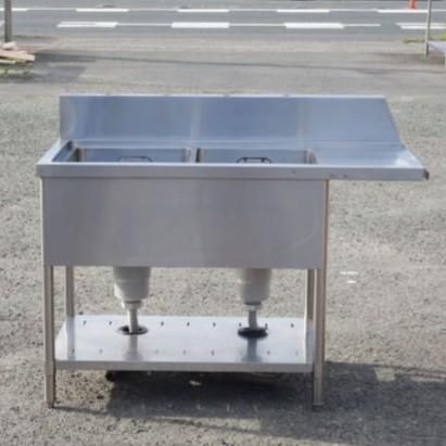食器洗浄機用 ステンレス 2槽 ソイルド シンク W1200 D650 H800(+150)ｍm 槽内寸W39D46深30cm JWE-450RUB W120cm 食洗機