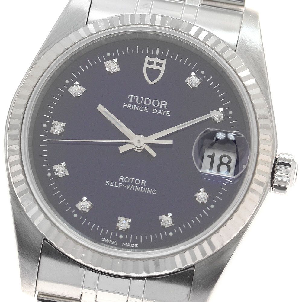 チュードル TUDOR 74034 プリンス デイト WGベゼル 10Pダイヤ 自動巻き メンズ 保証書付き_956138