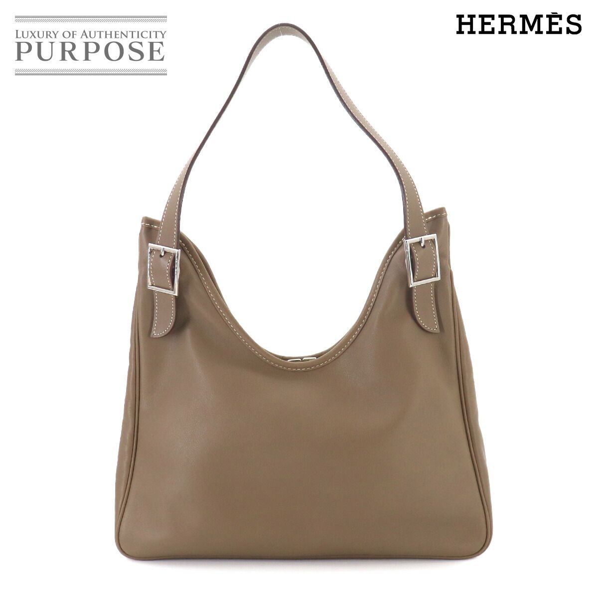 美品 エルメス HERMES マサイ PM ショルダー バッグ スイフト エトゥープ □N刻印 シルバー 金具 Masai 90324927
