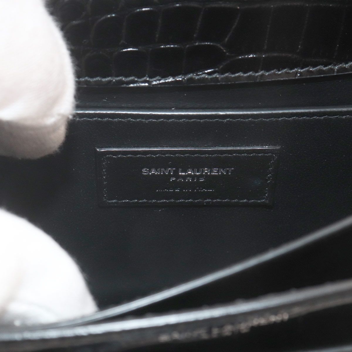未使用 展示品 サンローラン SAINT LAURENT サンセット ミディアム チェーン ショルダー バッグ クロコ型押し レザー ブラック 90327344
