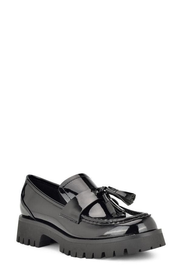 ナインウェスト レディース シューズ スリッポン・ローファー プラットフォーム Nine West Garry Platform Tasseloafer Black Patent ブラック