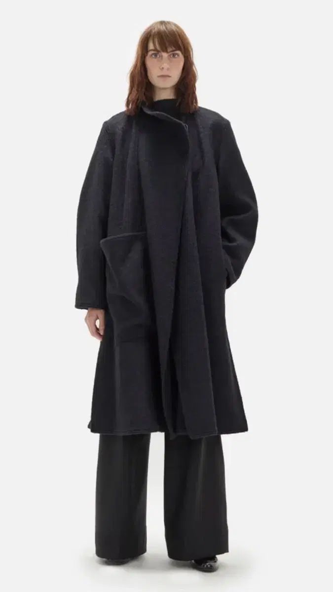 ルメール ウール ラップオーバー コート ブラック LEMAIRE Wool Wrapover Coat