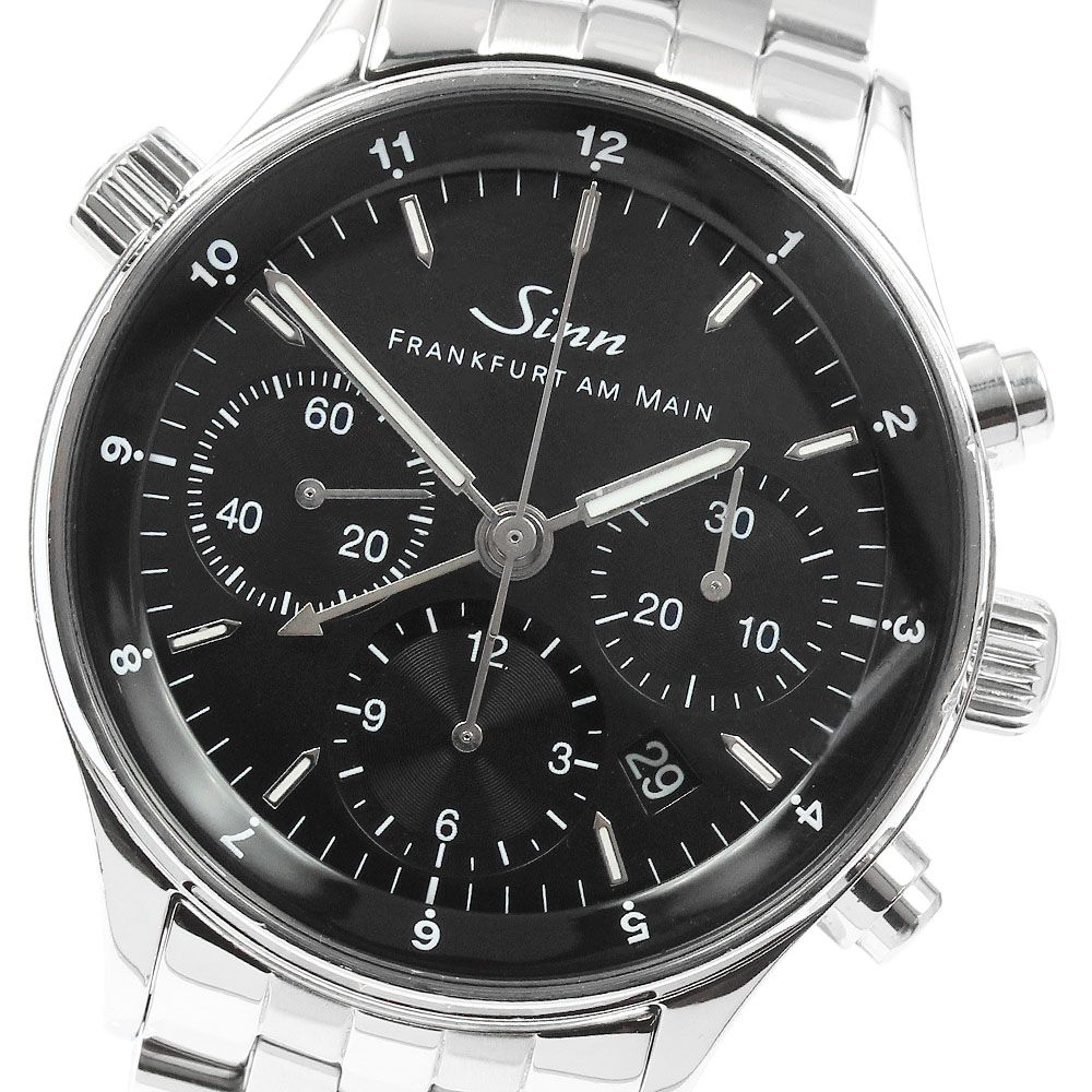 ジン Sinn 6000 フランクフルト ファイナンシャル ウォッチ クロノグラフ デイト 自動巻き メンズ 箱・保証書付き_950514