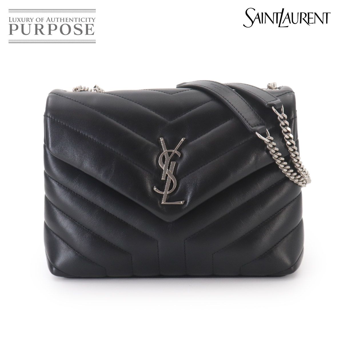 新品同様 サンローラン SAINT LAURENT ルル スモール チェーン ショルダー バッグ レザー ブラック 494699 Loulou Small Bag 90329059