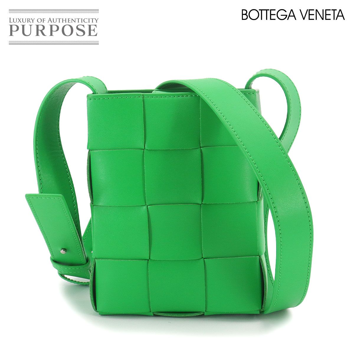 未使用 展示品 ボッテガ ヴェネタ BOTTEGA VENETA イントレチャート カセット ミニ クロスボディ ショルダー バッグ レザー 90329192