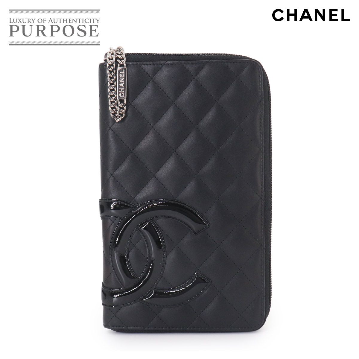 新品同様 シャネル CHANEL カンボンライン ラウンドファスナー 長財布