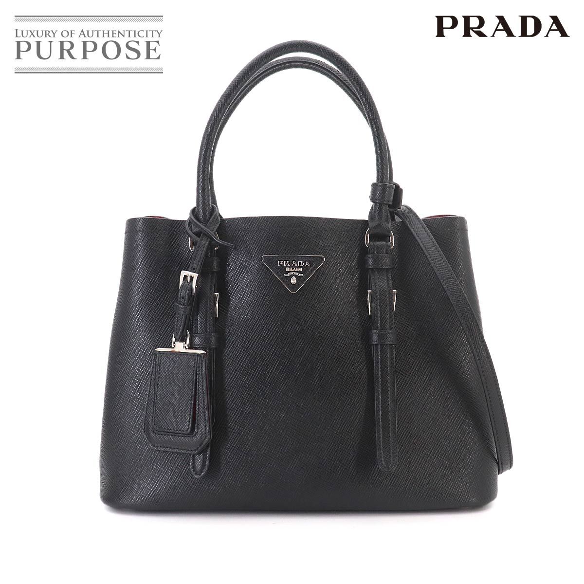 プラダ PRADA 2way トート ショルダー バッグ サフィアーノレザー ネロ ブラック 1BG883 Tote Shoulder Bag 90329369