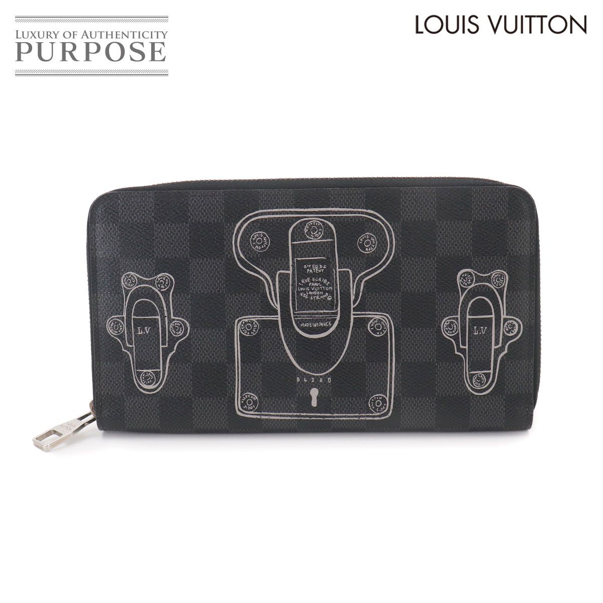 新品同様 ルイ ヴィトン LOUIS VUITTON ダミエ グラフィット ジッピー オーガナイザー トランク＆ロック ラウンドファスナー 90329380