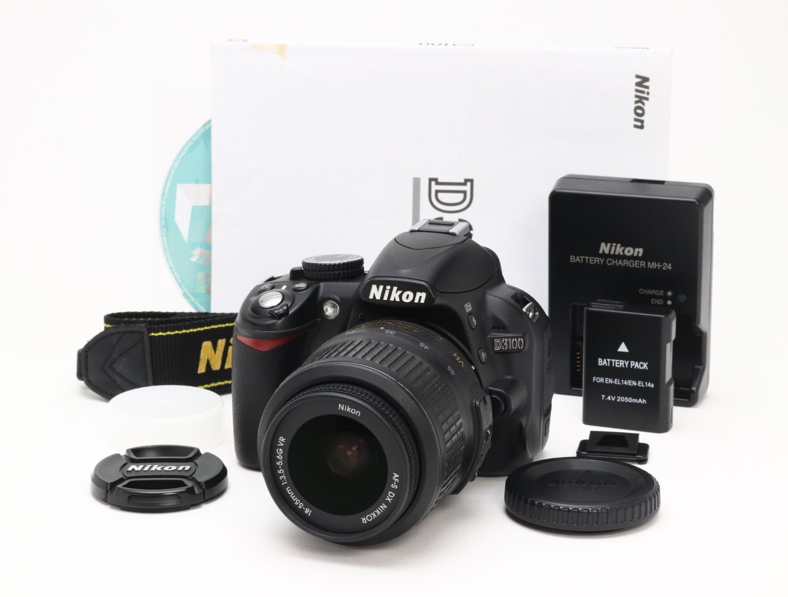 B+ (並品) Nikon ニコン D3100 AF-S DX NIKKOR 18-55mm レンズキット ブラック シャッター回数9,841 初期不良返品対応 55-81