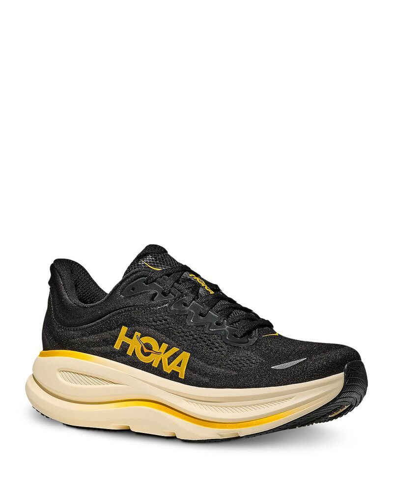ホカオネオネ メンズ シューズ スニーカー レース HOKA Mens Bondi 9 Lace Up Running Sneakers Carbon Black Yellow ブラック
