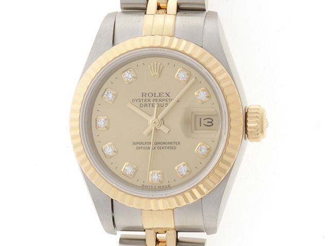 ROLEX ロレックス ウォッチ デイトジャスト T番 時計 69173G 腕時計 K18イエローゴールド K18YG/ステンレス シャンパン10ピースダイヤモンド 自動巻き シャンパン文字盤 レディース【中古】432