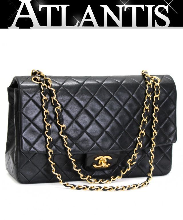 シャネル CHANEL マトラッセ27 チェーンショルダーバッグ ポーチ付き ラム 黒 1番台 【75013】