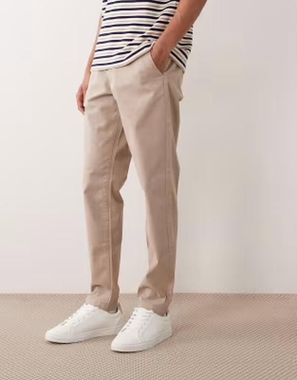 エイソス メンズ ボトムス カジュアルパンツ ASOS DESIGN tapered chinos BEIGE ベージュ